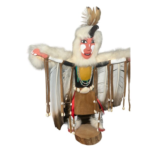 Hopi Native American Indian Eagle Dancer Kachina Doll Signed Navajo Hand Carved - Picture 2 of 13